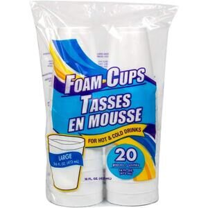 16 oz Insulated Foam Cups 40 Count Hot Cold Beverage Coffee Tea Disposable